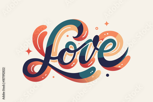 love typography vector icon, romantic love lettering design, heart text typography icon, love word creative lettering, romance typography vector icon, love text decorative design