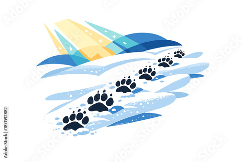 Image Generation. Fox Footprints at Dawn. Delicate paw prints catching soft morning light on snow. Early