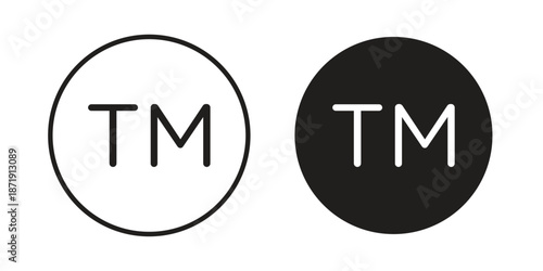 Trademark icons in a black filled and outlined style. Set of vector icons