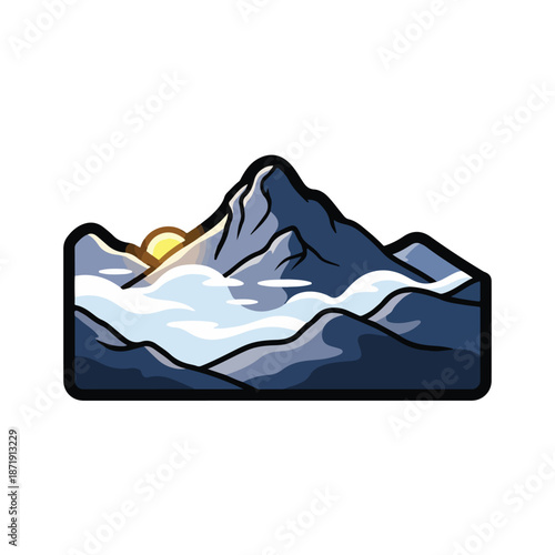 A mountain range at sunrise