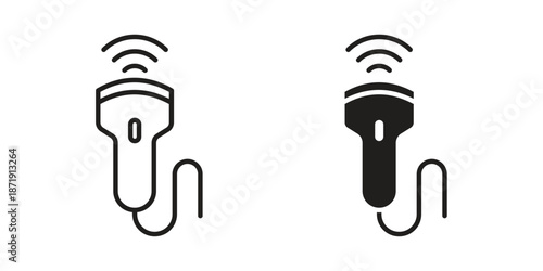 Ultrasound icons in a black filled and outlined style. Set of vector icons