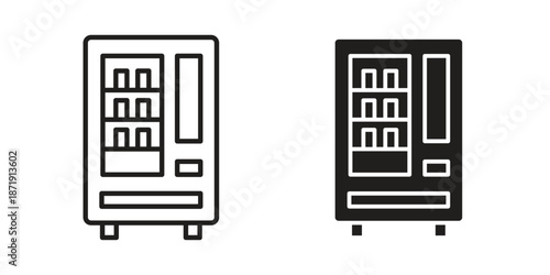 Vending machine icons in a black filled and outlined style. Set of vector icons