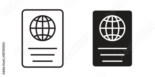 Visa icons in a black filled and outlined style. Set of vector icons