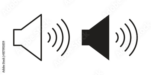 Volume icons in a black filled and outlined style. Set of vector icons