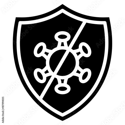 Antivirus Glyph Icon – Shield Protection Against Virus, Malware Defense and Internet Security Symbol