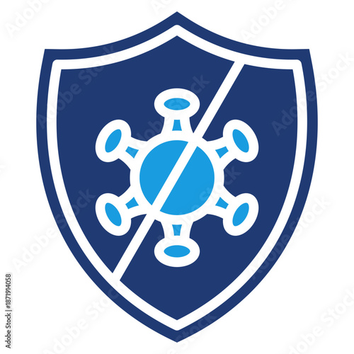 Antivirus Blue Glyph Icon – Shield Protection Against Virus, Cyber Security Malware Defense Symbol