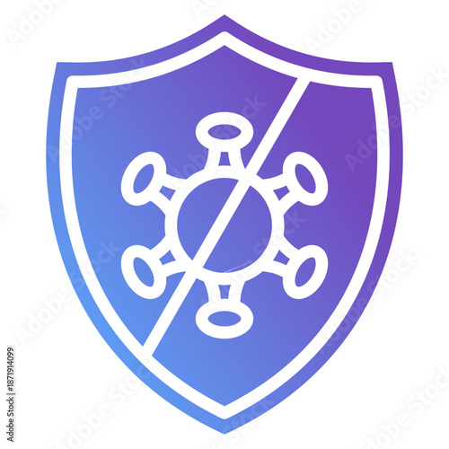 Antivirus Gradient Anaglyph Icon – Shield with Virus Sign, Cybersecurity Protection Symbol