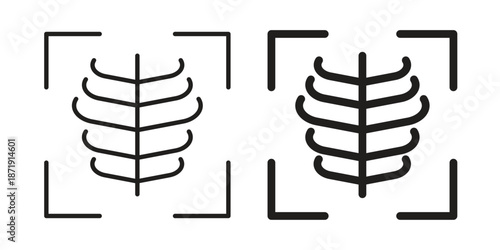X ray icons in a black filled and outlined style. Set of vector icons