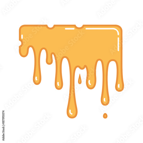 Simple yellow dripping honey blob illustration design element isolated on a bright white background