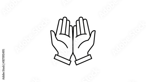 A minimalist vector graphic illustration of two hands with palms facing forward