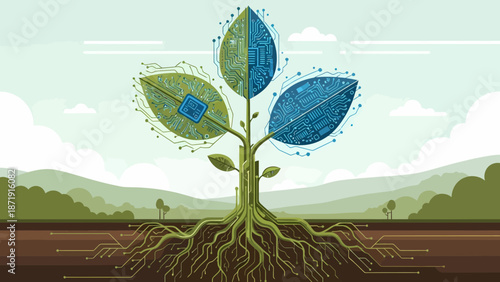 Digital Plant Growth A Fusion of Nature and Technology.