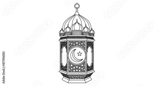 A beautifully designed vector illustration of a mosque lantern with intricate details and patterns