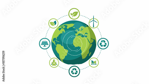 Earth with Renewable Energy Icons A Sustainable Future Concept.