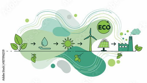 EcoFriendly Energy Production and Sustainable Industry Illustration.