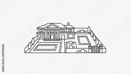 Elegant Mansion with Swimming Pools and Landscaped Gardens.