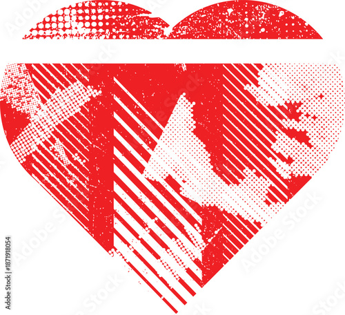 Textured hearts vector. Glitched social media templates . Trendy defect error heart . Glitched, Grunge cyber punk symbol with distressed effect. Heart with a halftone dots screen print texture.