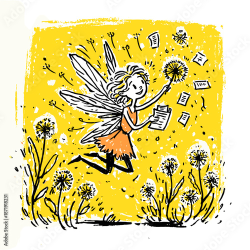 Whimsical Fairy Spreading Joy in a Flower Field