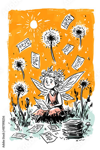 Whimsical Fairy Spreading Joy in a Flower Field