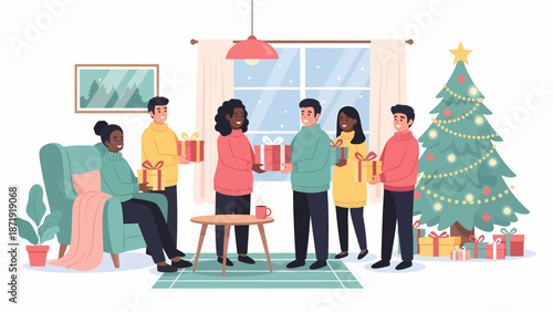 Christmas Gift Exchange A Joyful Gathering of Friends and Family.