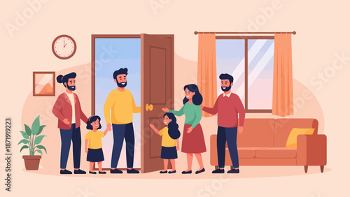 Family Visit A Warm Welcome at the Door.