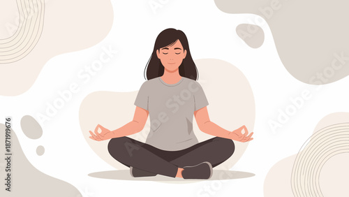 Woman in Lotus Position A Serene Meditation Scene for Wellness and Mindfulness.
