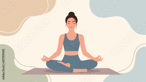 Woman in Lotus Position Meditating for Mindfulness and Inner Peace.