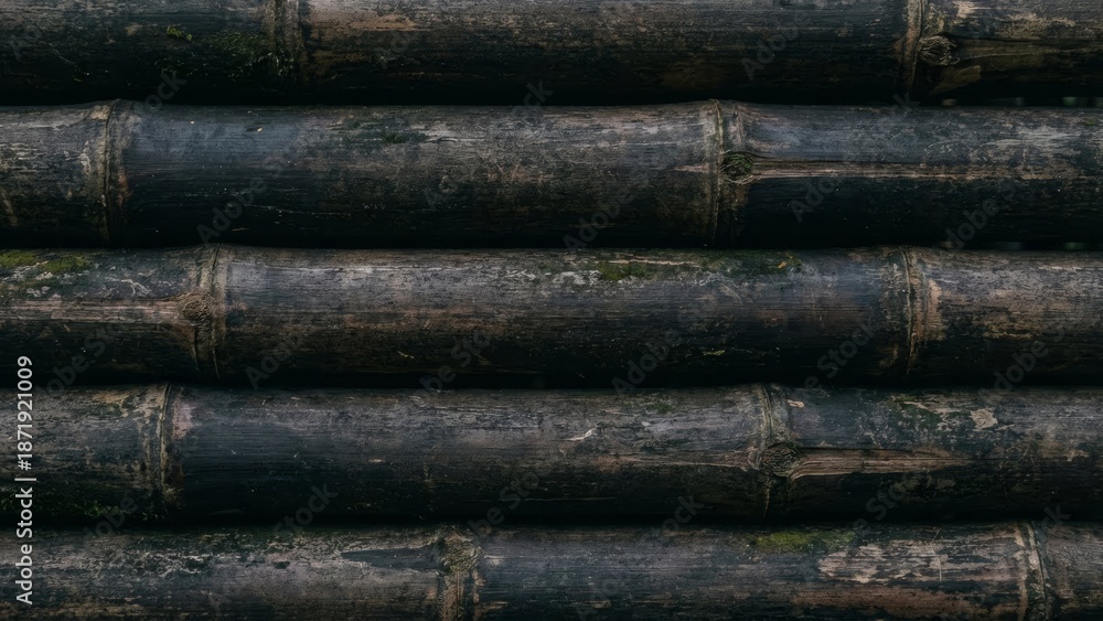 Fototapeta premium Dark Bamboo Wall Texture Background Close Up.