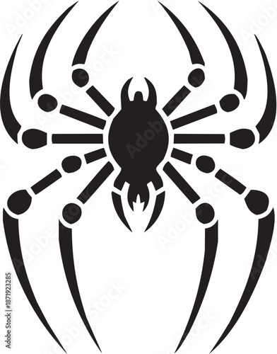 Icono de araña grande en estilo lineal. Ilustración alternativa para tatuajes, símbolos oscuros y cultura gótica. Editable