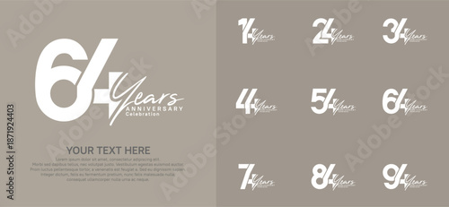 Anniversary logo set vector design, white color for celebration event
