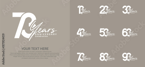 Anniversary logo set vector design, white color for celebration event
