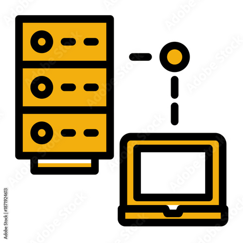 Computer Networking Data Connection Icon from Network and Database Icon Collection (Solid Color Lineal style)