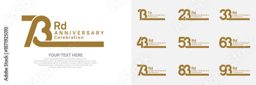 Anniversary logo set vector design, brown color for celebration event