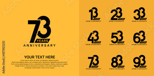 Anniversary logo set vector design, black color for celebration event