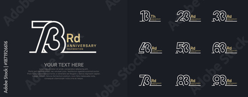 Anniversary logo set vector design, gold and silver color for celebration event