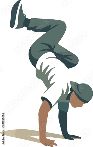 Breakdancer Performing a Handstand Freeze Keywords: breakdancer, bboy, dancer, dancing, hip hop