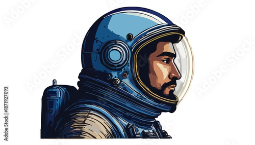 Astronaut in Space Suit with Visor and Detailed Design.