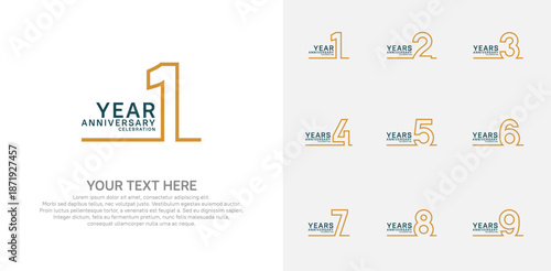 Anniversary logo set vector design, brown color for celebration event
