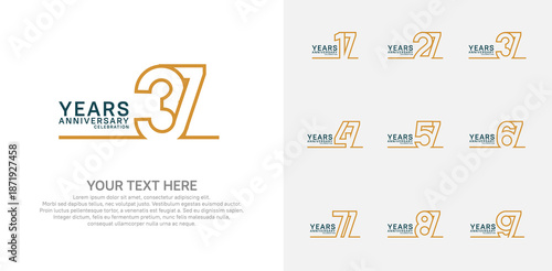 Anniversary logo set vector design, brown color for celebration event