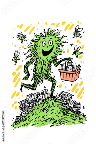 Whimsical Forest Character Surrounded by Friendly Spirits