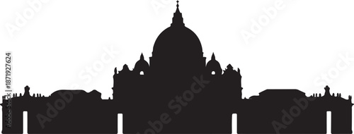 St. Peter's Basilica Vatican City Silhouette Vector Illustration for Architecture and Travel Design