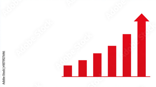 Red graph bars with rising arrow.