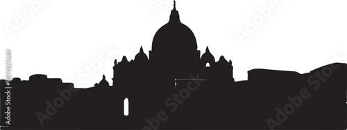 St. Peter's Basilica Vatican City Silhouette Vector Illustration for Architecture and Travel Design
