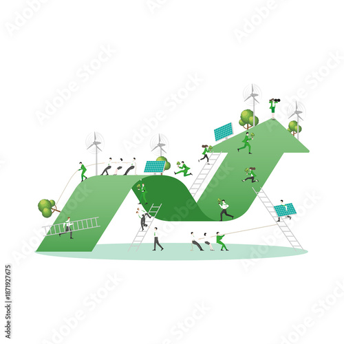 Konstfotografi Green growth chart upward sustainable business performance