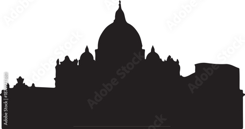St. Peter's Basilica Vatican City Silhouette Vector Illustration for Architecture and Travel Design