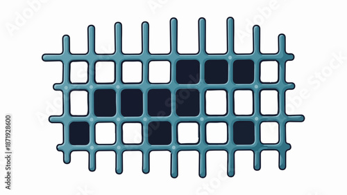 A blue grid with alternating dark and light squares on a white background