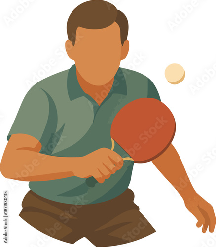 Man playing table tennis with paddle and ball Keywords: table tennis, ping pong, sport, game