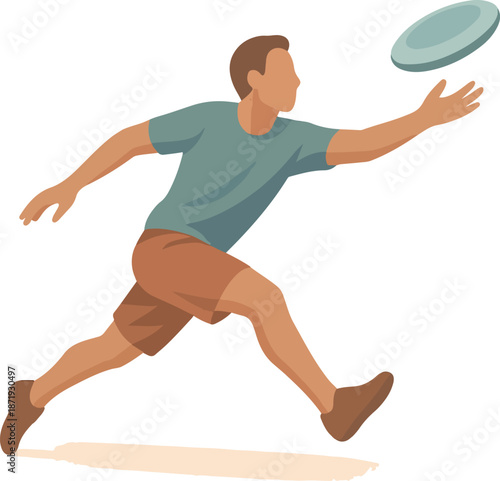 Man Running and Catching a Frisbee sport