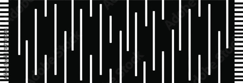 Stylized black and white rug icon featuring a modern geometric line pattern