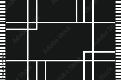 A minimalistic black and white vector icon illustration of a geometric patterned rug or blanket with fringes