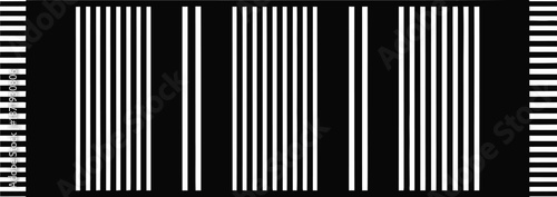 Minimalist black and white barcode symbol for retail product identification and inventory management